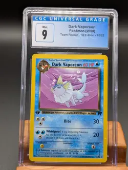 2000 Pokemon Team Rocket Dark Vaporeon #45 1st Ed CGC Mint 9 - Image 1