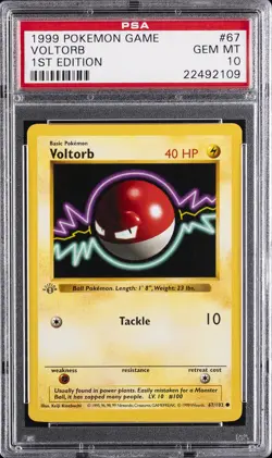 1999 POKEMON BASE SET 1ST EDITION #67 VOLTORB PSA 10 - Image 1