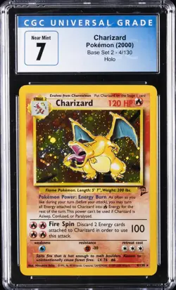 2000 POKEMON BASE SET 2 HOLO #4/130 CHARIZARD CGC 7 - Image 1