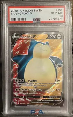 Pokemon 2020 Sword And Shield Snorlax V Full Art FA #197 PSA 10 Gem Mint - Image 1