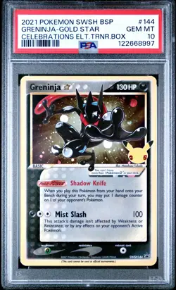 2021 POKEMON SWSH BLACK STAR PROMO #144 GRENINJA-GOLD STAR PSA 10 - Image 1