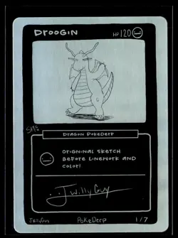 Pokederp 1st Edition Pokemon Parody Derpy Sketch Droogin Holo Dragonite 1/7 - Image 1
