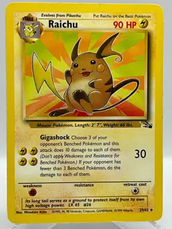 Raichu 29/62 Fossil Unlimited Non Holo Rare Vintage Pokemon TCG Card - Image 1