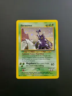 Pokemon TCG Holo Rare Heracross Card 6/111 Neo Genesis Set - NM - Clean Holo - Image 1