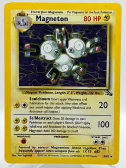 Magneton 11/62 Fossil Unlimited Holo Rare WotC 1999 Vintage Pokemon TCG Card - Image 1