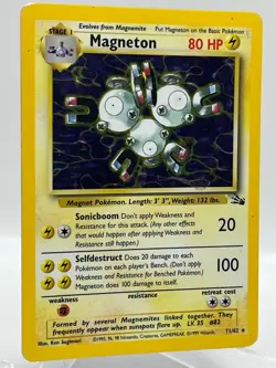 Magneton 11/62 Fossil Unlimited Holo Rare WotC 1999 Vintage Pokemon TCG Card - Image 2