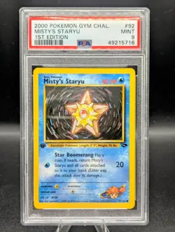 2000 POKEMON GYM CHALLENGE 1ST EDITION #92 MISTY'S STARYU PSA 9 MINT 💧💧💧 - Image 1