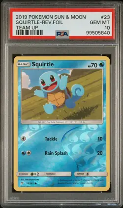 2019 Pokemon Squirtle Reverse Foil Team Up PSA 10 POP 9 - Image 1