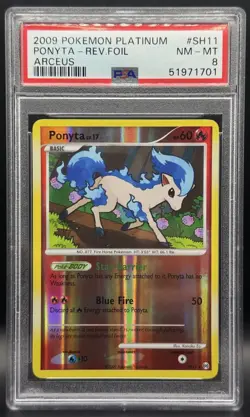 Pokemon TCG PSA 8 Shiny Ponyta Reverse Holo Platinum Arceus SH11 *LOW POP* - Image 1