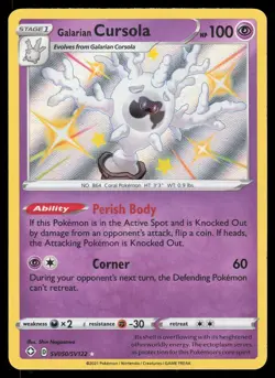 Galarian Cursola SV050/SV122 Shiny Holo Rare Pokemon Shining Fates LP - Image 1