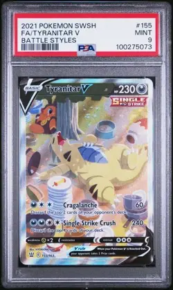 2021 Pokemon SWSH Battle Styles FA Tyranitar V Alt Alternate Art 155 PSA 9 MINT - Image 1