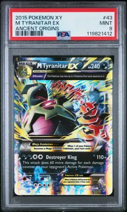 2015 Pokemon XY M Tyranitar EX 43/98 XY - Ancient Origins Holo PSA 9 - Image 1