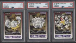 Pokemon 1997 Carddass PSA 9 Geodude 074, Graveler 075, Golem 076 - Image 1