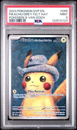 Pokemon Pikachu with Grey Felt Hat Van Gogh Full Art Promo SVP EN 085 PSA 9 Mint - Image 1