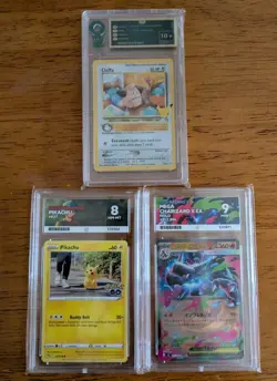 Pokemon TCG Graded Card Bundle Mega Charizard EX Pikachu Cleffa - Image 1