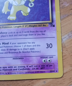 Hypno 23/62 Fossil Rare Non-Holo 1999 WOTC Vintage Pokemon TCG Card Unlimited - Image 4