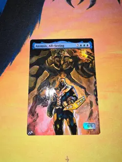 MTG ALTERED 1X Atemsis, All-Seeing magic the gathering hand painted Thanos meme - Image 1