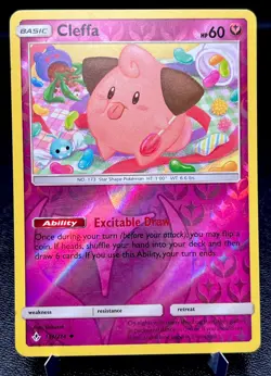 Cleffa 131/214 MP Rev Holo Discontinued Fairy ODDISH Art Unbroken Bonds Pokemon! - Image 1