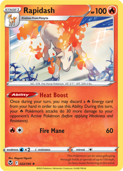 Pokemon TCG Rapidash 022/195 Silver Tempest NON HOLO RARE Alt Art NM/M - Image 1