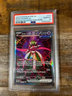 POKEMON 2025 Prismatic Evolutions SIR IRON VALIANT Ex #157 PSA 10 Gem Mint RARE - Image 1