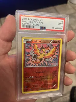 POKEMON PSA 9 MINT MOLTRES REVERSE HOLO & NON HOLO 9/124 XY FATES COLLIDE RARE - Image 1