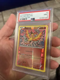 POKEMON PSA 9 MINT MOLTRES REVERSE HOLO & NON HOLO 9/124 XY FATES COLLIDE RARE - Image 2