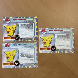 Pokemon Topps Pikachu #25 Black, Blue & Green Logos Non Holo - 3X CARDS - Image 1
