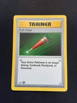 Full Heal 1st Edition Shadowless Base Set 82/102 LP Vintage Pokemon Card - Image 1