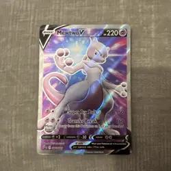 Pokemon TCG Mewtwo V Pokemon GO SWSH229 Black Star Promo Full Art Holo Card NM - Image 1