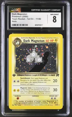 CGC 8 Dark Magneton 1st Edition Team Rocket 11/82 Holo Pokemon Card NM/MINT - Image 1