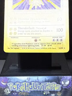 Pokemon Card Zapdos 16/102 Base Set Holo Rare WOTC Light Play - Image 3
