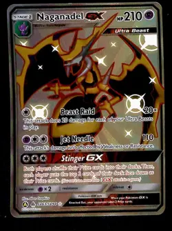 Shiny Naganadel GX Ultra Rare Hidden Fates SV63/SV94, NM Pokemon Card - Image 1