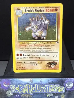 Pokemon Card Brock's Rhydon 2/132 Holo Rare Gym Heroes WOTC Played - Image 1