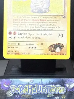Pokemon Card Brock's Rhydon 2/132 Holo Rare Gym Heroes WOTC Played - Image 3