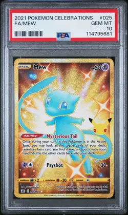 PSA 10 Gem Mint Pokemon 2021 Mew Full Art Celebrations Gold #025 025/025 - Image 1