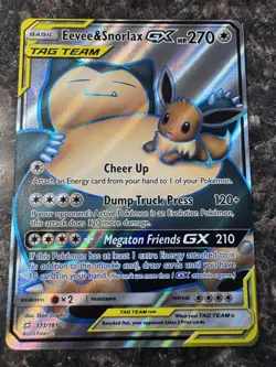 Pokemon Eevee and Snorlax Tag Team GX Full Art Sun and Moon 171/181 - Image 1