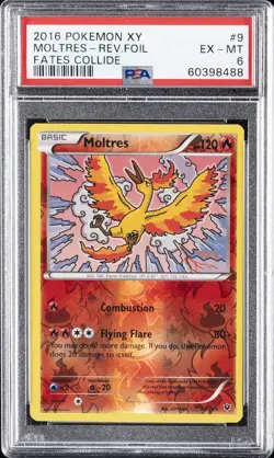 2016 POKEMON XY FATES COLLIDE #9 MOLTRES-REVERSE FOIL PSA 6 - Image 1