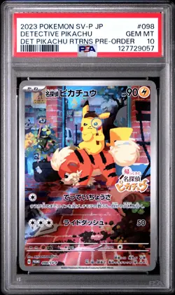 2023 POKEMON JPN SV-P PROMO #098 DETECTIVE PIKACHU PSA 10 - Image 1