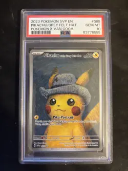 Pokemon Pikachu TCG Van Gogh Museum Promo Grey Felt Hat SVP085 PSA 10 - Image 1
