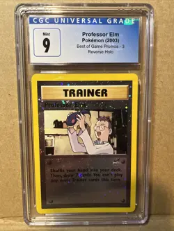 CGC 9 MINT Professor Elm # 3 Best of Game REVERSE HOLO PROMO Pokemon Card - Image 1
