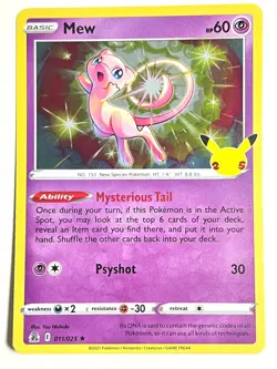 Mew 011/025 Holo Rare Celebrations 25th Anniversary Pokemon TCG Near Mint NM/LP - Image 1