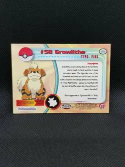 GROWLITHE #58 Topps Chrome 2000 TV Animation Pokemon Card Light Play - Image 2