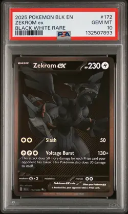 2025 POKEMON BLK EN-BLACK BOLT BLACK WHITE RARE #172 ZEKROM EX PSA 10 - Image 1
