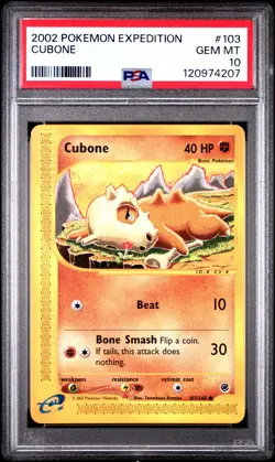 2002 POKEMON EXPEDITION #103 CUBONE PSA 10 - Image 1