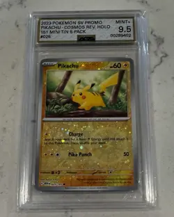2023 Pokemon SV Promo Pikachu-Cosmos Rev. Holo 151 Mini Tin 5-pack #025 AGS 9.5 - Image 1