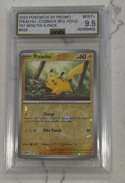 2023 Pokemon SV Promo Pikachu-Cosmos Rev. Holo 151 Mini Tin 5-pack #025 AGS 9.5 - Image 2