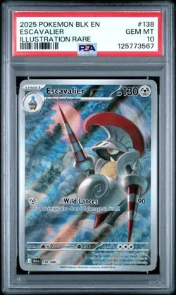 2025 Pokemon Black Bolt Escavalier Illustration Rare Card 138/086 Graded PSA 10 - Image 1