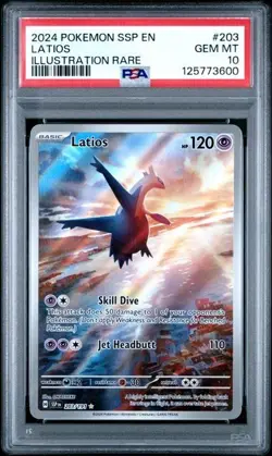2024 Pokemon Surging Sparks Latios Illustration Rare Card #203/191 Graded PSA 10 - Image 1