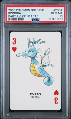 2000 POKEMON GOLD VERSION PART 2 PLAYING CARDS 3 OF HEARTS #230A KINGDRA PSA 10 - Image 1
