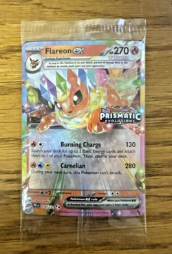 Flareon EX Prismatic Evolutions Sealed/STAMPED Surprise Box Promo Card #014/131! - Image 1